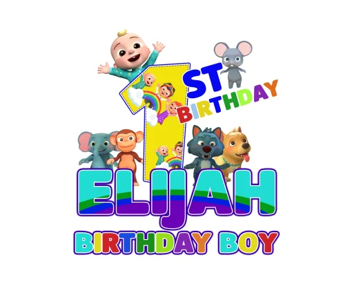 Cocomelon 1st Birthday Elijah Birthday Boy Digital File Bundle