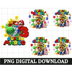 Mario Super Marco's 3rd Birthday: Family Congratulations Digital File