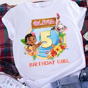 Personalized Moana Birthday Girl Shirt For 5th Birthday Girl