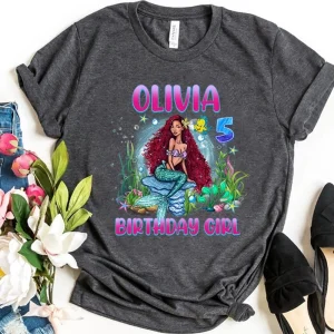 Personalized Black Little Mermaid Birthday Shirt Queen Ariel Edition