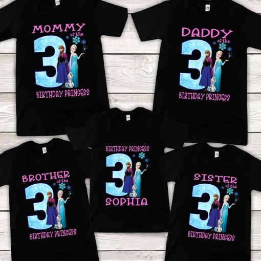Personalized Frozen Birthday Shirt Family Matching For 3rd Birthday Girls