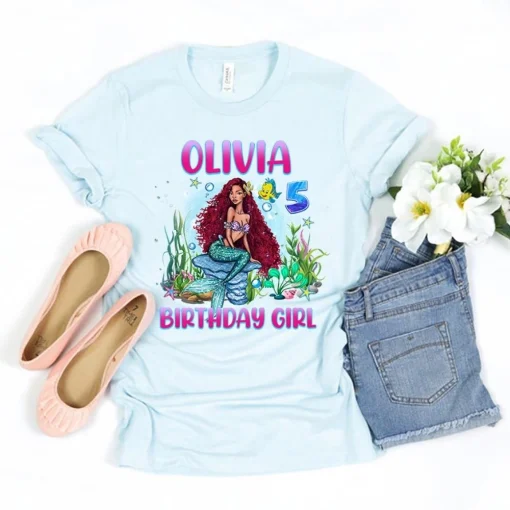 Personalized Black Little Mermaid Birthday Shirt Queen Ariel Edition