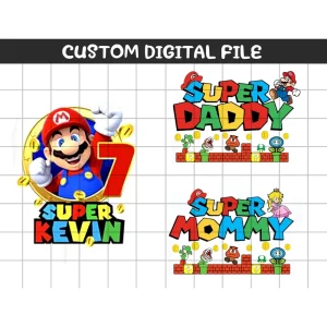Mario Super Kevin's 7th Birthday Family Congratulations Digital File