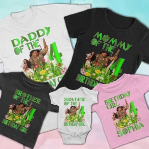 Personalized Disney Moana Birthday Girl Family Matching Shirt