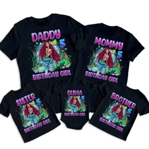 Personalized Black Little Mermaid Birthday Shirt Queen Ariel Edition