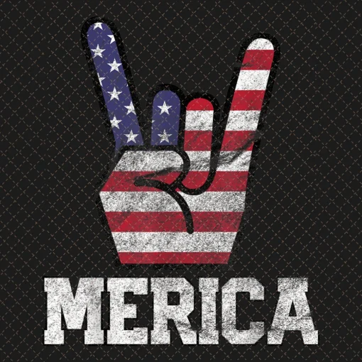 Merica Rock Sign 4th of July Png, Vintage American Flag USA Png