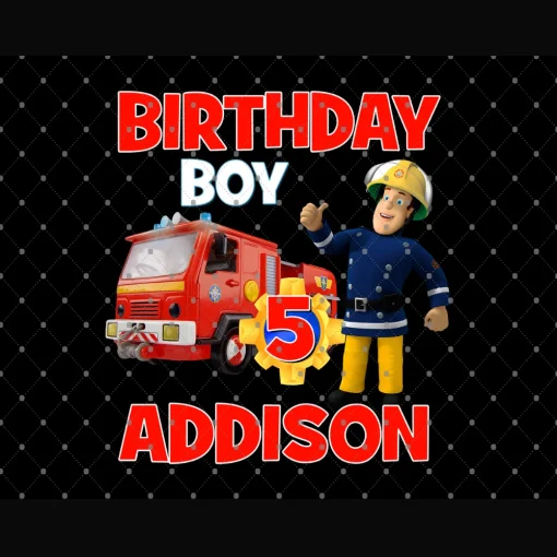 Fireman Sam Happy 5th Birthday Addison Digital File