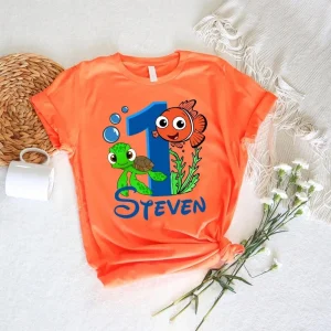 Personalized Finding Nemo and Dory Birthday Shirt Disney Turtle Shirt for Kids
