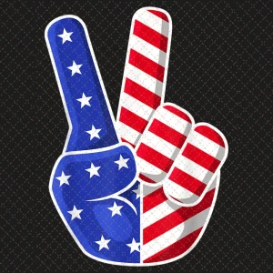 4th Of July American Flag Peace Sign Hand Patriotic Png