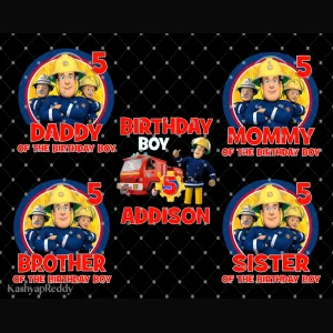 Fireman Sam 5th Birthday Party Banner and Printables Digital Files