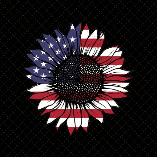 4th of July Sunflower Splendor: American Flag Sublimation Design Download