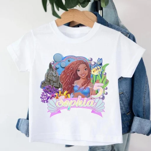 Personalized Little Mermaid Birthday Shirt Black Girl Magic