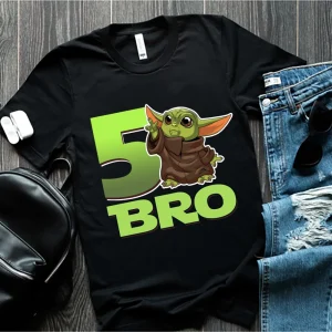 Personalized Star Wars Birthday Shirt Baby Yoda for 5th Birthday