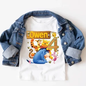 Personalized Winnie the Pooh 4th Birthday Shirt Custom Name and Age Edition