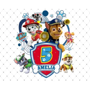 Paw Patrol Congratulations Amelia 5th Birthday Digital File