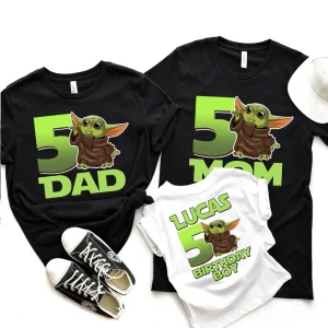 Personalized Star Wars Birthday Shirt Baby Yoda for 5th Birthday