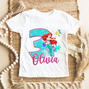 Personalized Ariel Family 3rd Girls Birthday Shirt