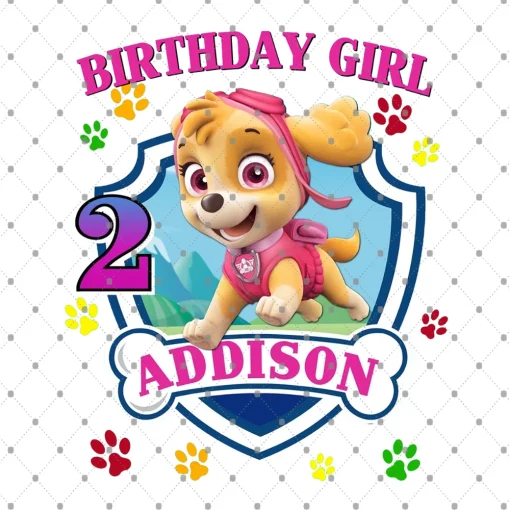 Paw Patrol Congratulations Addison 2nd Birthday Digital File