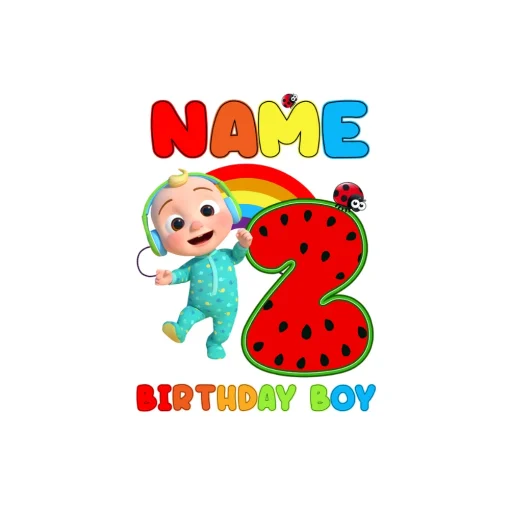 Cocomelon Family Congratulation (name) 2nd Birthday Digital File