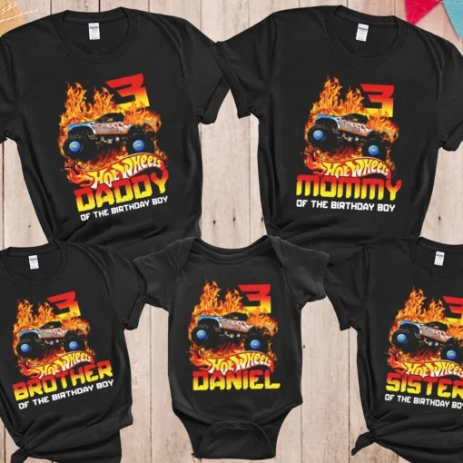 Hot Racing Cars Birthday Shirt Family Matching