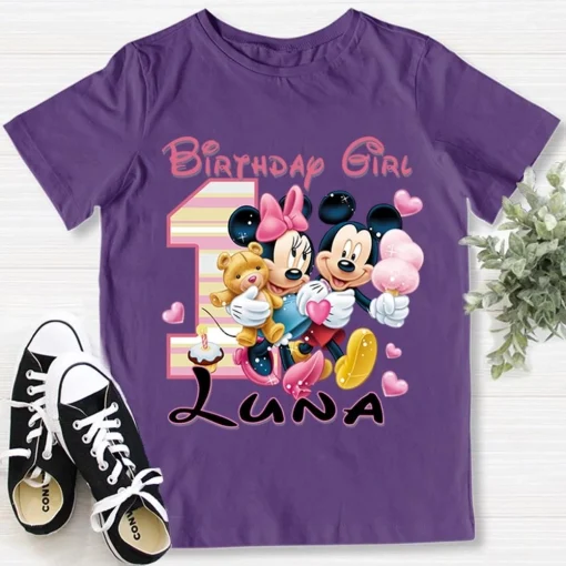 Personalized Mickey Mouse And Minnie Mouse 1st Birthday Shirt