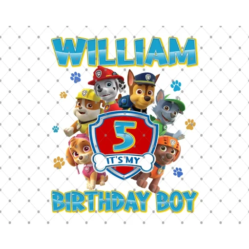 Paw Patrol Congratulations William 5th Birthday Boy Digital File