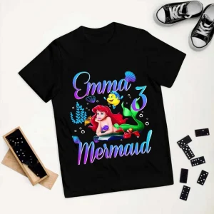 Personalized Little Mermaid 3rd Girl Birthday Shirt