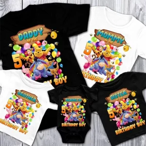 Personalized Winnie the Pooh 5th Birthday Shirt Matching Family