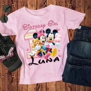 Personalized Mickey Mouse And Minnie Mouse 1st Birthday Shirt