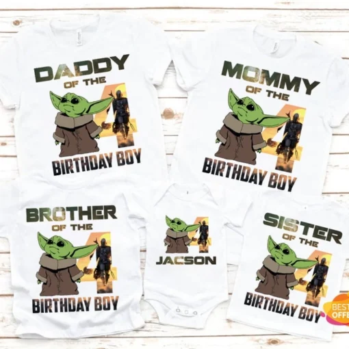 Personalized Star Wars Birthday Shirt Baby Yoda Family Matching