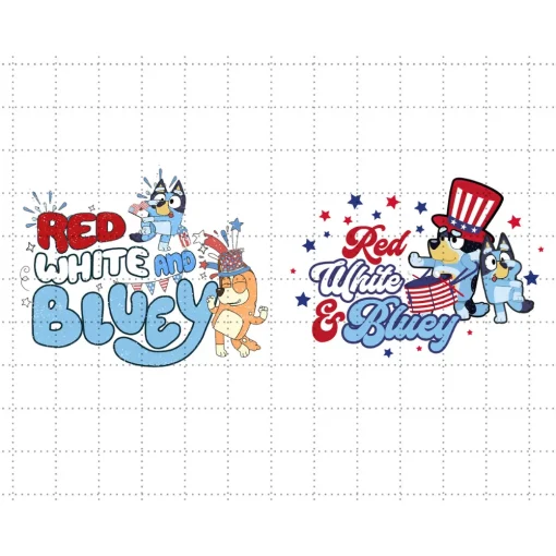 Bluey and Bingo 4th of July PNG