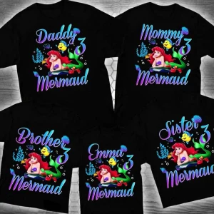 Personalized Little Mermaid 3rd Girl Birthday Shirt