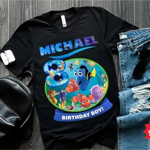 Personalized Finding Nemo and Finding Dory Birthday Shirt Customized Kids Shirt for Finding Dory Theme Party