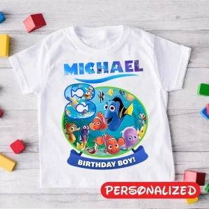 Personalized Finding Nemo and Finding Dory Birthday Shirt Customized Kids Shirt for Finding Dory Theme Party