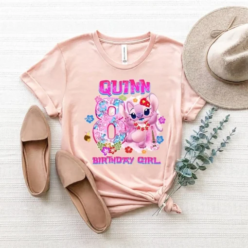 Personalized Disney Stitch 8th Birthday Girl Shirt