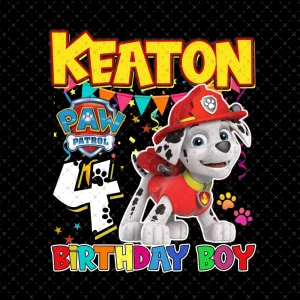 Paw Patrol Congratulations Keaton 4th of the Birthday Boy Digital File