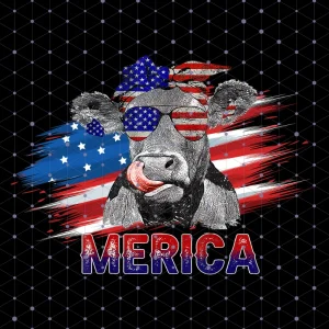 Merica Cow Wearing Sunglasses and Bandana PNG