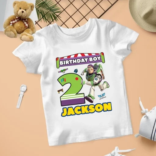 Personalize Buzz Lightyear Toy Story Birthday Party Shirt For 2nd Birthday Boys