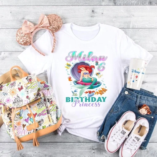 Personalized A Little Mermaid 6th Birthday Shirt Family Edition