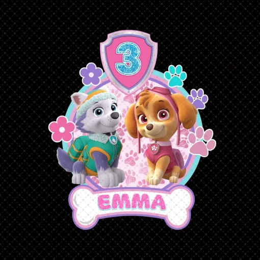 Paw Patrol Congratulations Emma 3rd Birthday Girl Digital File