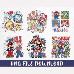 Independence Day Sublimation Pngs featuring Super Mario