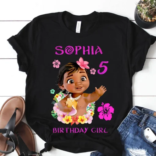 Personalized Birthday Flower Shirt Moana Matching Family