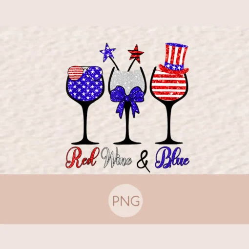 Patriotic Wine Glasses: 4th of July Digital Download"