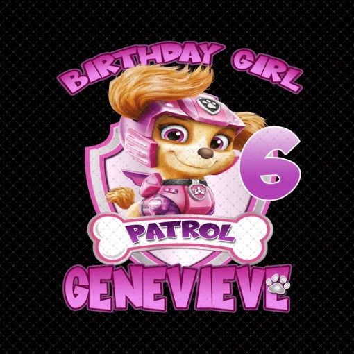 Paw Patrol Congratulations Genevieve 6th Birthday Girl Digital File