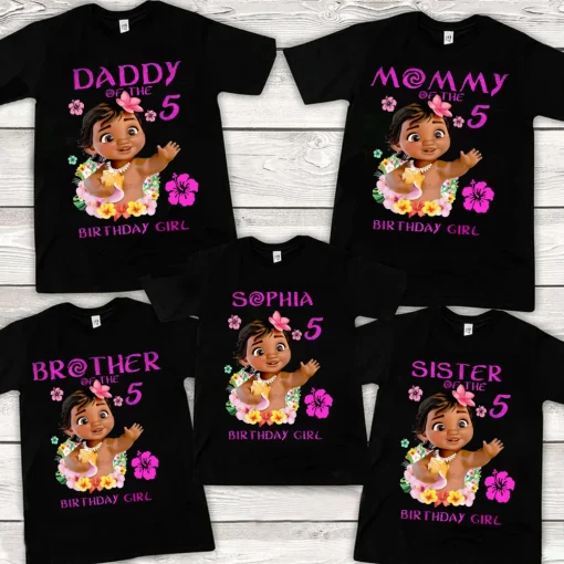 Personalized Birthday Flower Shirt Moana Matching Family