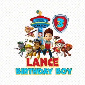 Paw Patrol Congratulations Lance 3rd Birthday Boy Digital File