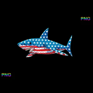 Shark American Flag 4th of July Kids Boys Jawsome Png Digital Instand Download