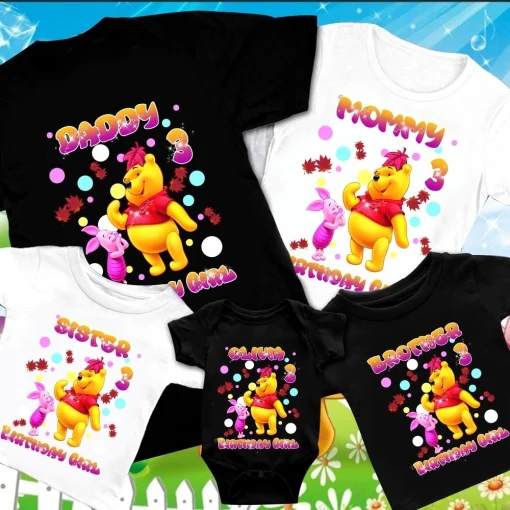 Personalized Winnie the Pooh Family Shirt for Birthday Celebration and Baby Shower