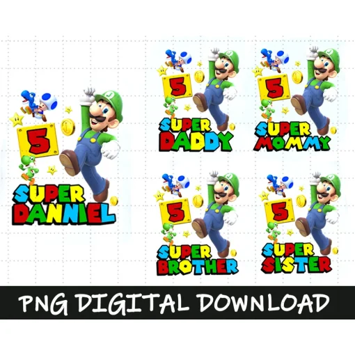 Super Mario's Family Congratulations: Daniel's 5th Birthday Boy's Digital File Extravaganza