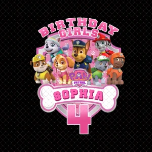 Paw Patrol Congratulations Sophia 4th Birthday Girl Digital File